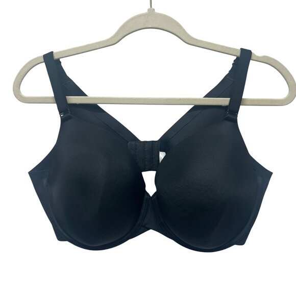 Cacique Black Full Coverage Underwire Bra 40DD Smooth Back Support Nylon Blend - Picture 1 of 10